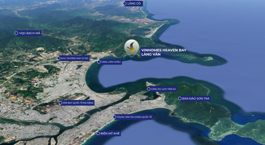 vị trí địa lí thực tế của Vinhomes Hải Vân Bay
