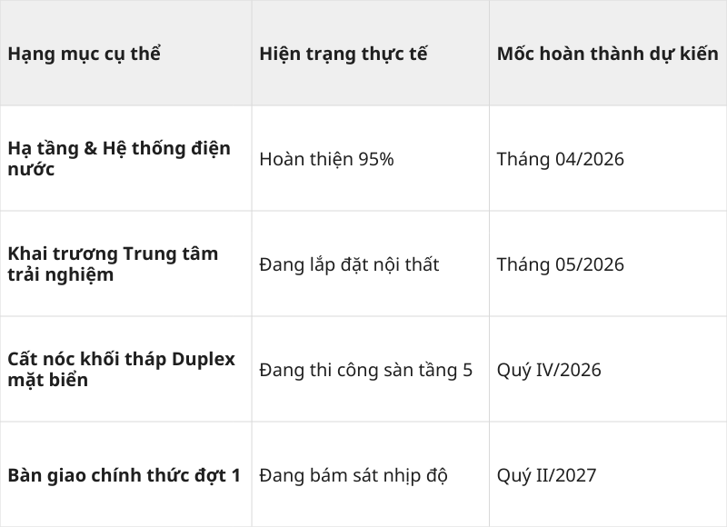 Bản tiến độ Vinhomes Hải Vân Bay